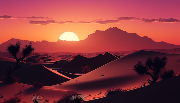 Desert landscape digital art illustration Generative AI