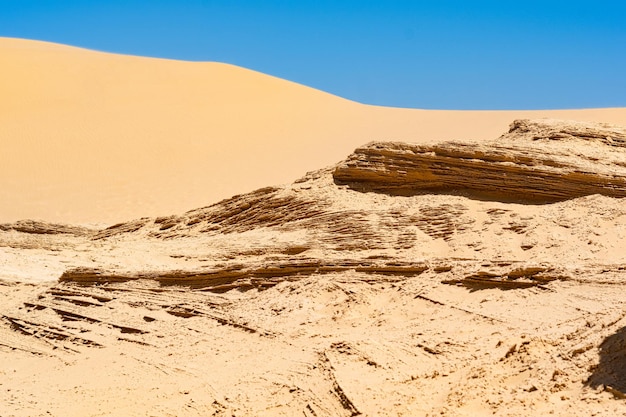Desert landscape layered sandstone rock