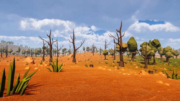 Desert landscape of a natural and virtual environment design 3d\
render