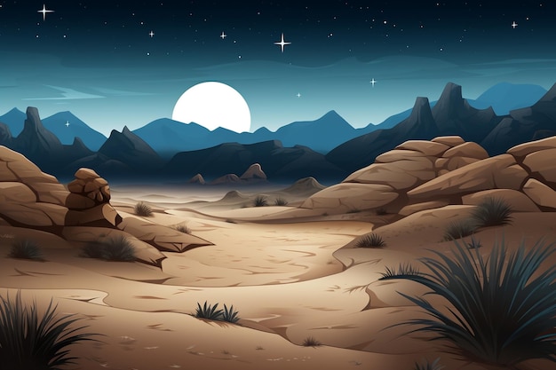 Foto paesaggio desertico di notte sullo sfondo