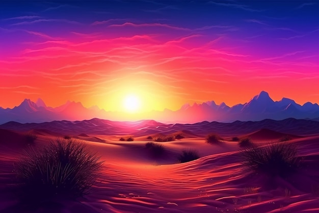 夕暮れ時の砂漠の風景