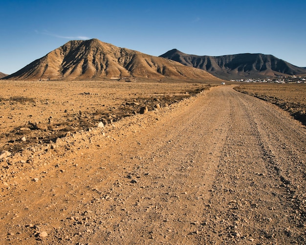 Desert landscape in the Tindaya area on the Canary Island of Fuerteventura