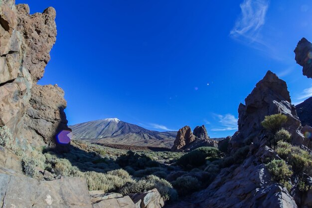 火山テイデ国立公園、テネリフェ島、カナリア諸島、スペインの砂漠の風景