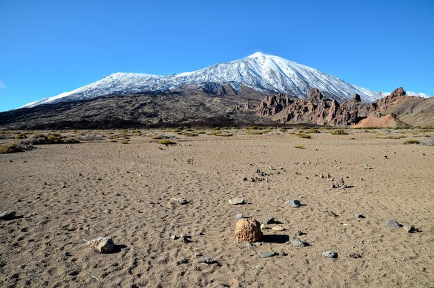 Photo desert landscape in volcan teide national park