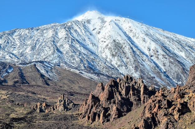 Photo desert landscape in volcan teide national park