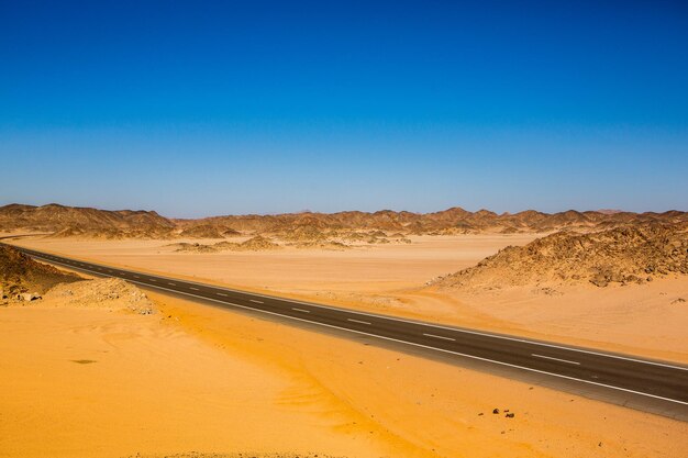 Desert landscape with blue sky and white clouds in egypt africa