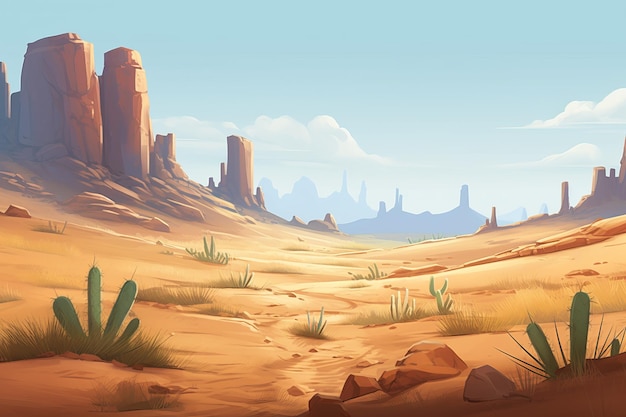 Desert landscape with cactus Generate Ai