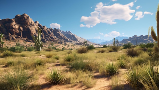 desert landscape with cactus with arid climate