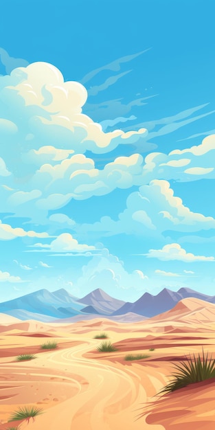 Desert landscape with clouds vector illustration in academic painting style