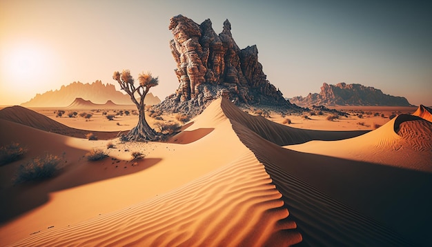 사막 장면이 있는 사막 풍경