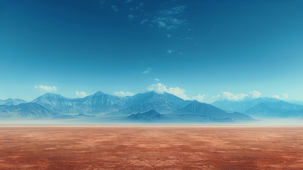 Photo desert landscape with distant mountains