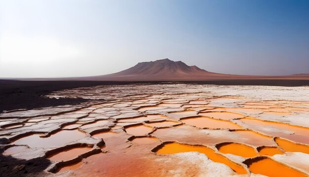 Photo a desert landscape with a large number of rocks in the middle