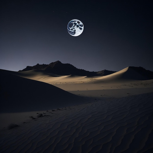 달이 있는 사막 풍경