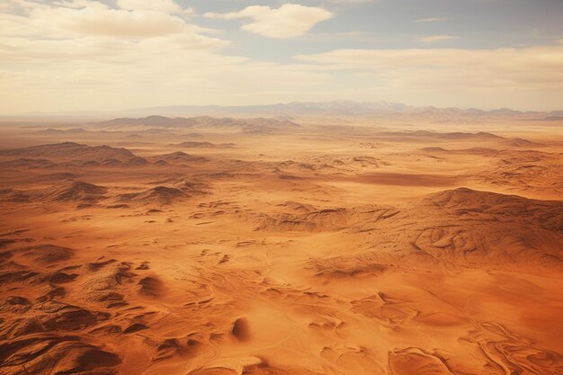 붉은 모래와 푸른 하늘이 있는 사막 풍경