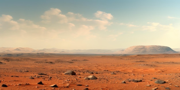 a desert landscape with rocks and hills