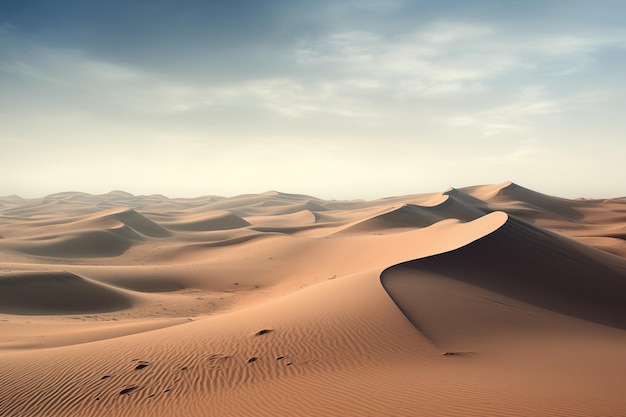 Desert landscape with sand dunes shift like living entities Generative AI