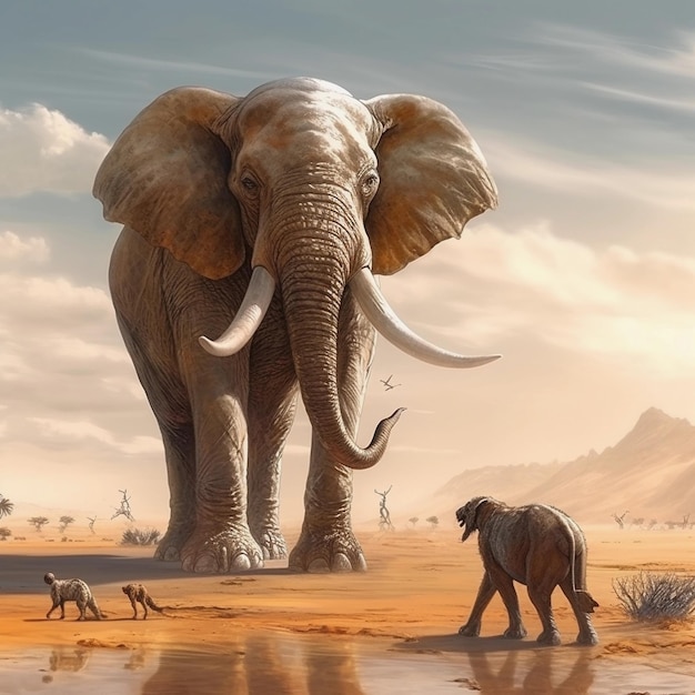 Desert Majesty Elephants' Journey alongside Humans in Arid Lands