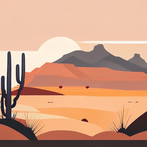 Desert minimalist illustration with soft colors Generative AI