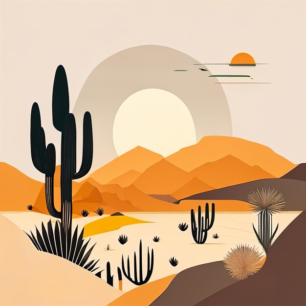 Photo desert minimalist illustration with soft colors generative ai