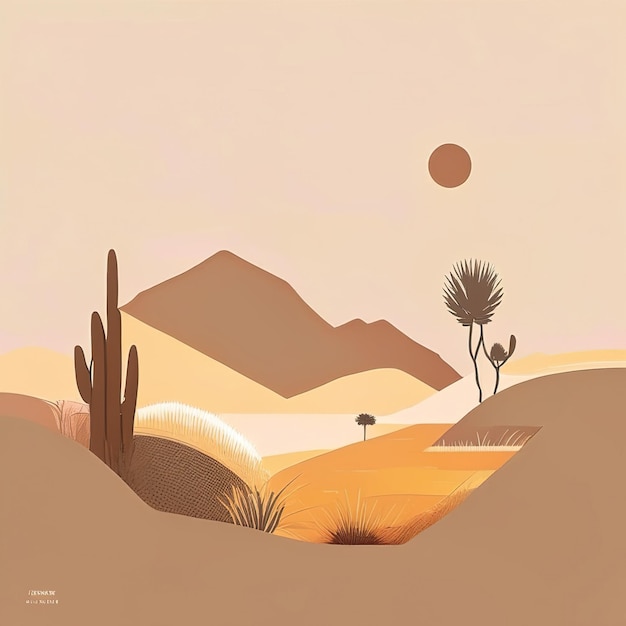 Photo desert minimalist illustration with soft colors generative ai