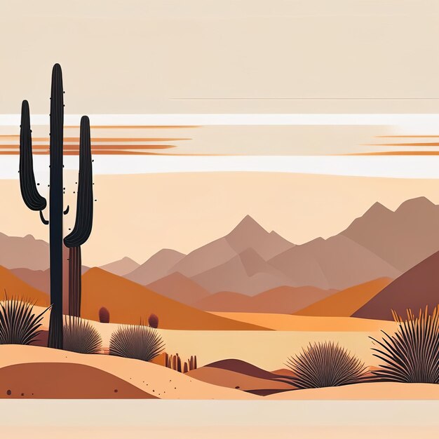 Desert minimalist illustration with soft colors Generative AI