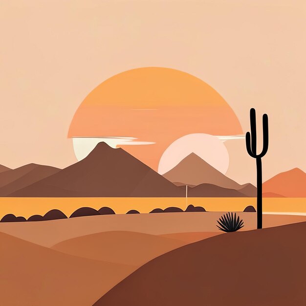 Desert minimalist illustration with soft colors Generative AI