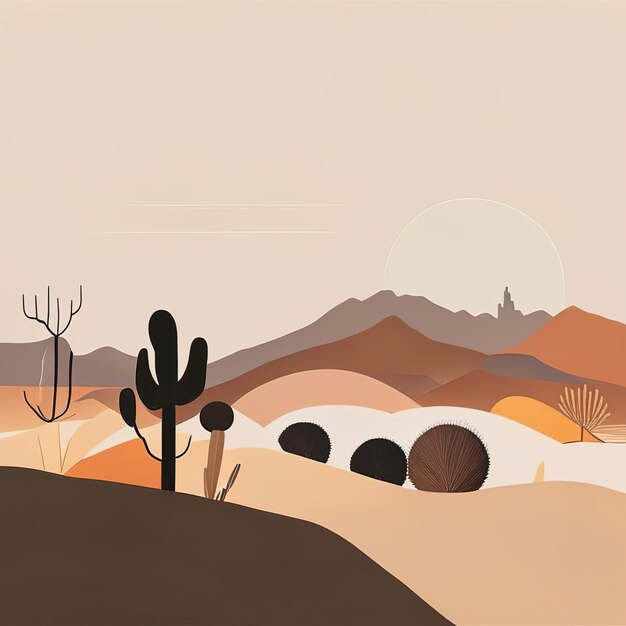 Foto illustrazione minimalista del deserto con colori morbidi ia generativa