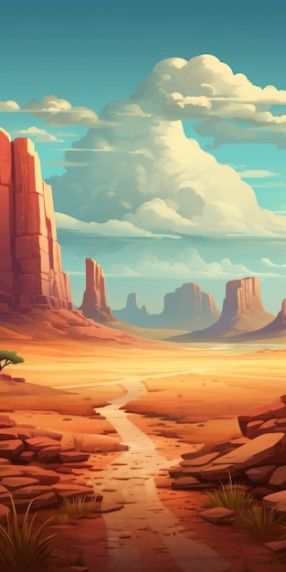 Иллюстрация пустынной горы великолепие масштаба и приключение пульпового стиля