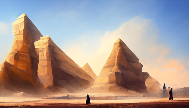 Пустынный горный пейзажПирамиды Египта