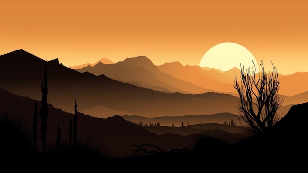 Desert Mountain Silhouette Landscape