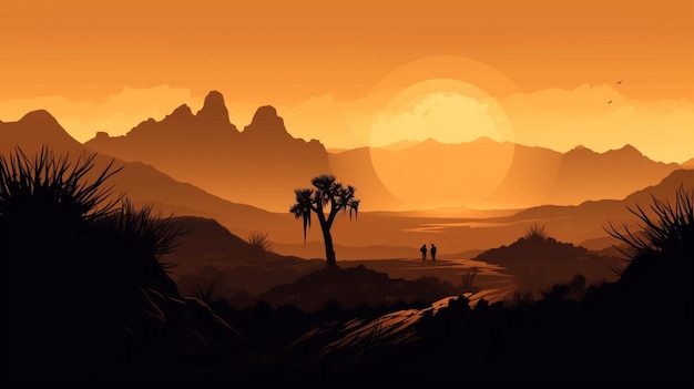 Desert Mountain Silhouette Landscape