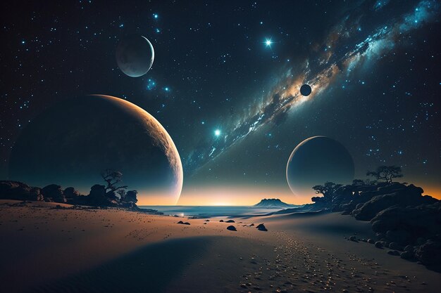 Desert Night Planetary Celestial Display