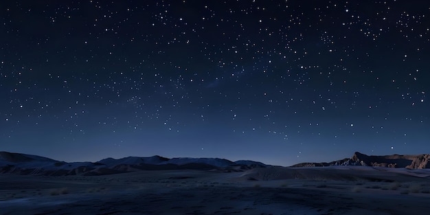 Desert at night stars in sky background Ai generated