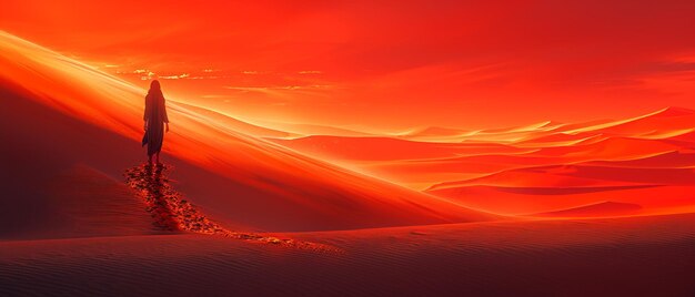 Фото Силуэт пустынных кочевников на фоне огромной дюны