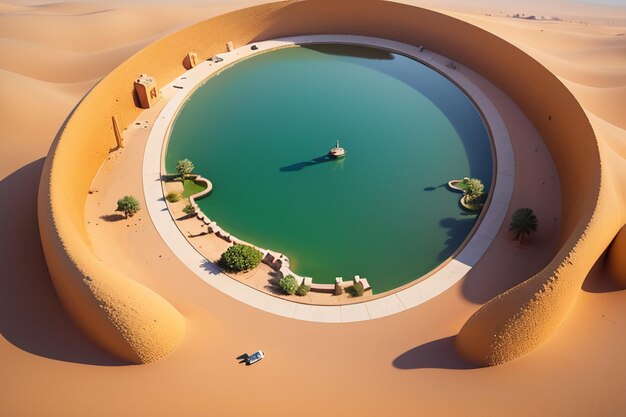 Foto desert oasis lago fonte d'acqua sorpresa acqua dolce nella sabbia carta da parati illustrazione di sfondo