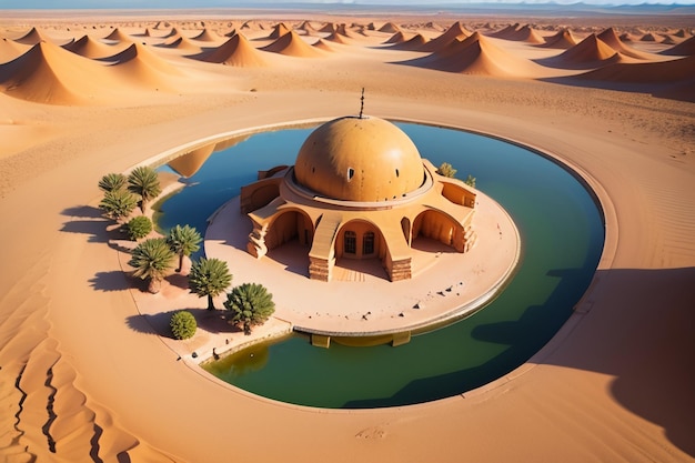 Пустынный оазис, озеро, источник воды, сюрприз, пресная вода на песке, обои, фоновая иллюстрация