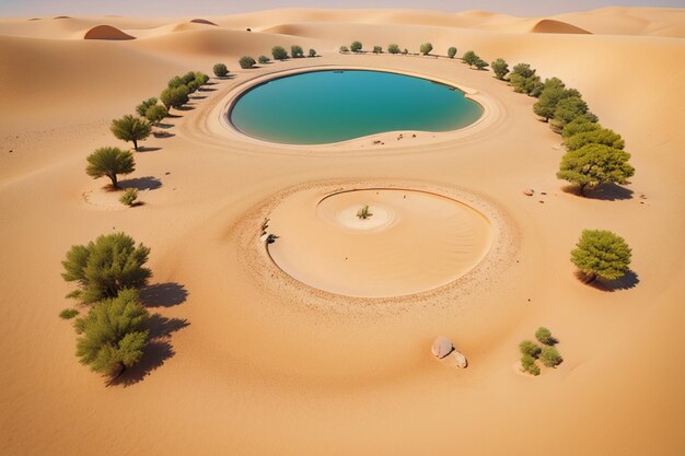 Foto desert oasis lago fonte d'acqua sorpresa acqua dolce nella sabbia carta da parati illustrazione di sfondo