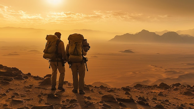 Desert Odyssey-verkenners kijken naar de naderende zandstorm