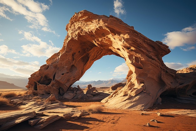 Photo desert plateau with wind carved by the wind generative ia