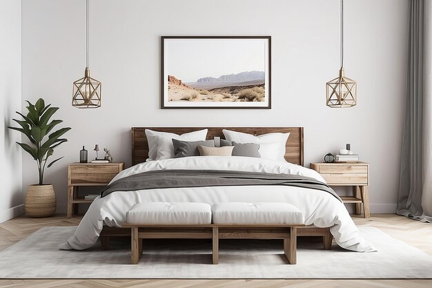 Foto desert retreat bedroom wall art mockup aanpasbaar ontwerp