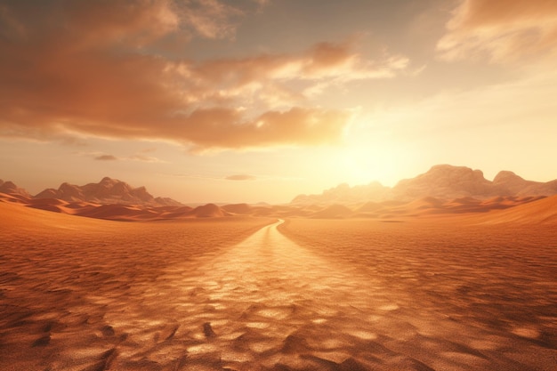 A desert road stretching through a barren landscap 00175 01