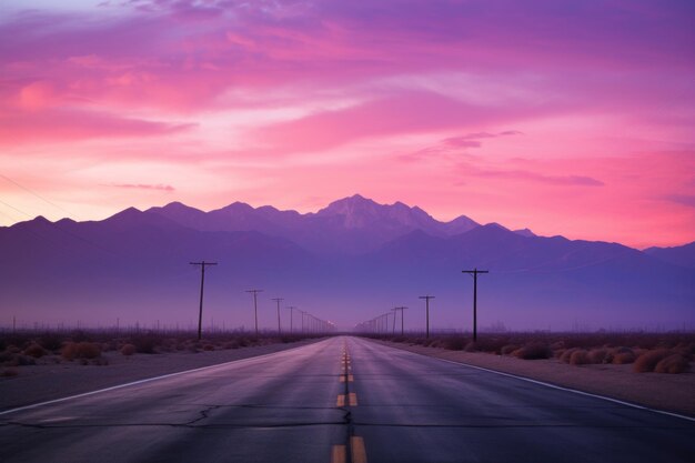 Photo desert road at twilight