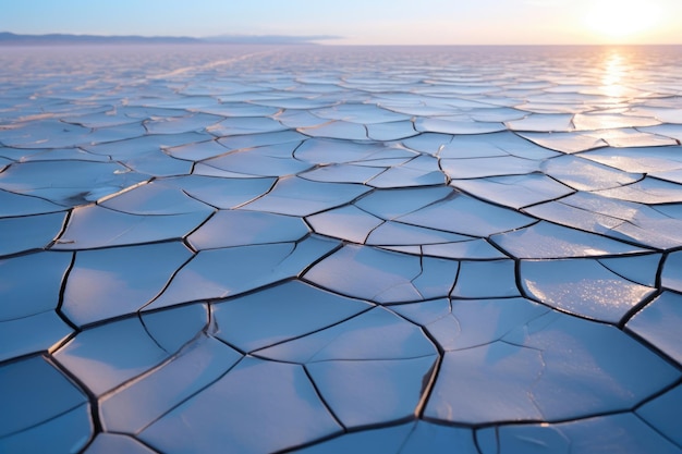 砂漠 の 幾何学 的 な タペストリー 太陽 の 下 の 塩 の 平原