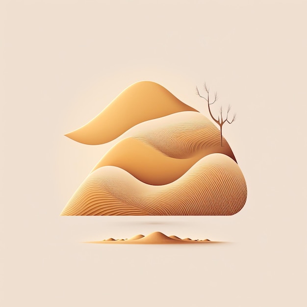 Desert sand dunes Minimalistic Emblem Illustration