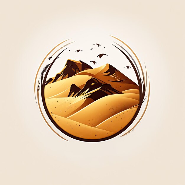 Desert sand dunes Minimalistic Emblem Illustration