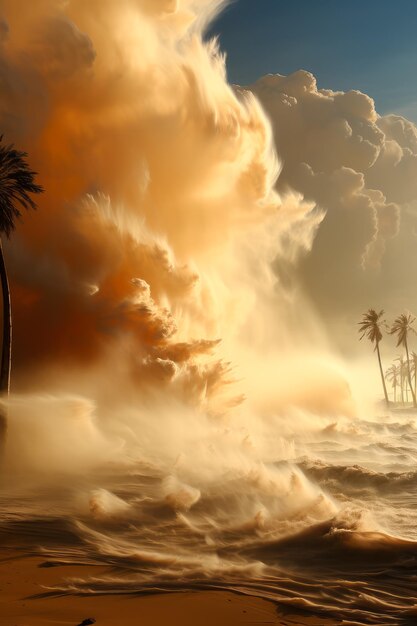 Foto immagine di sfondo della tempesta di sabbia del deserto