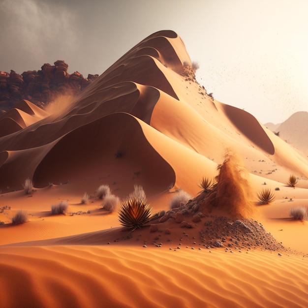 Пустынная сцена с пустынным пейзажем и пустынной сценой.