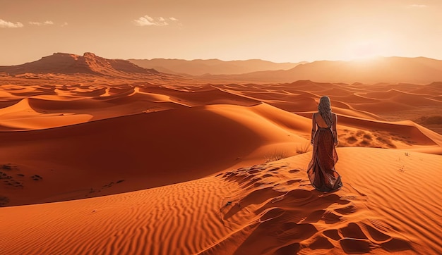 마인드 벤딩 패턴 스타일의 먼지와 모래가 있는 사막 장면