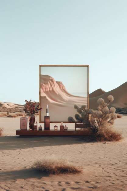 A desert scene with a picture of a desert landscape generative ai image