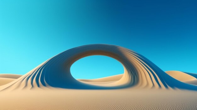 Foto una scena nel deserto con una duna di sabbia sullo sfondo.